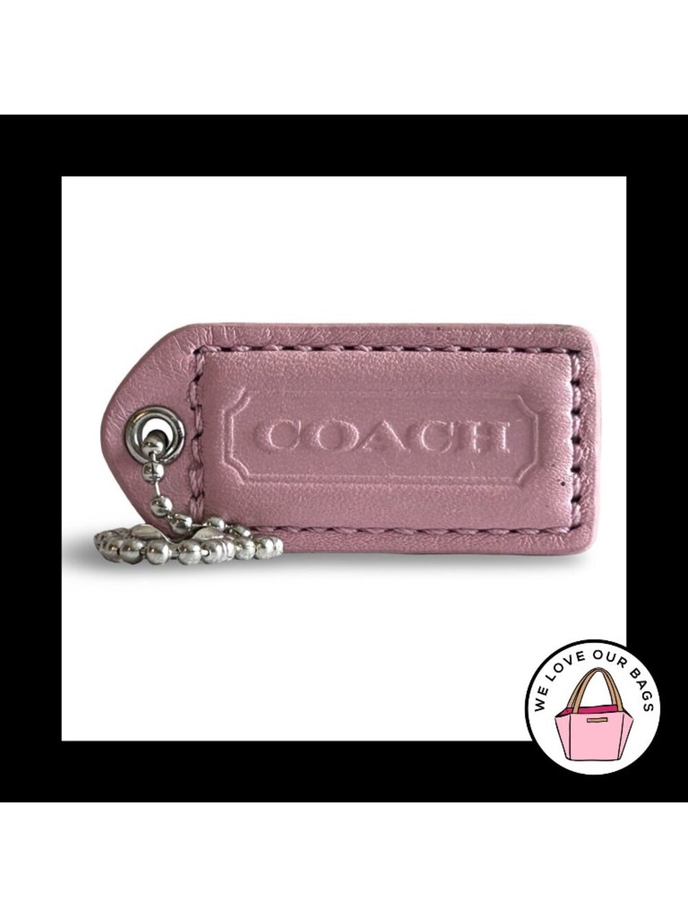 COACH Y2K VINTAGE Hang Tag 2" Soho Pink Leather Bag Charm Keychain Fob Nickel